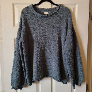 POL Clothing Oversized Textured Popcorn Pullover Sweater Womens Large Blue